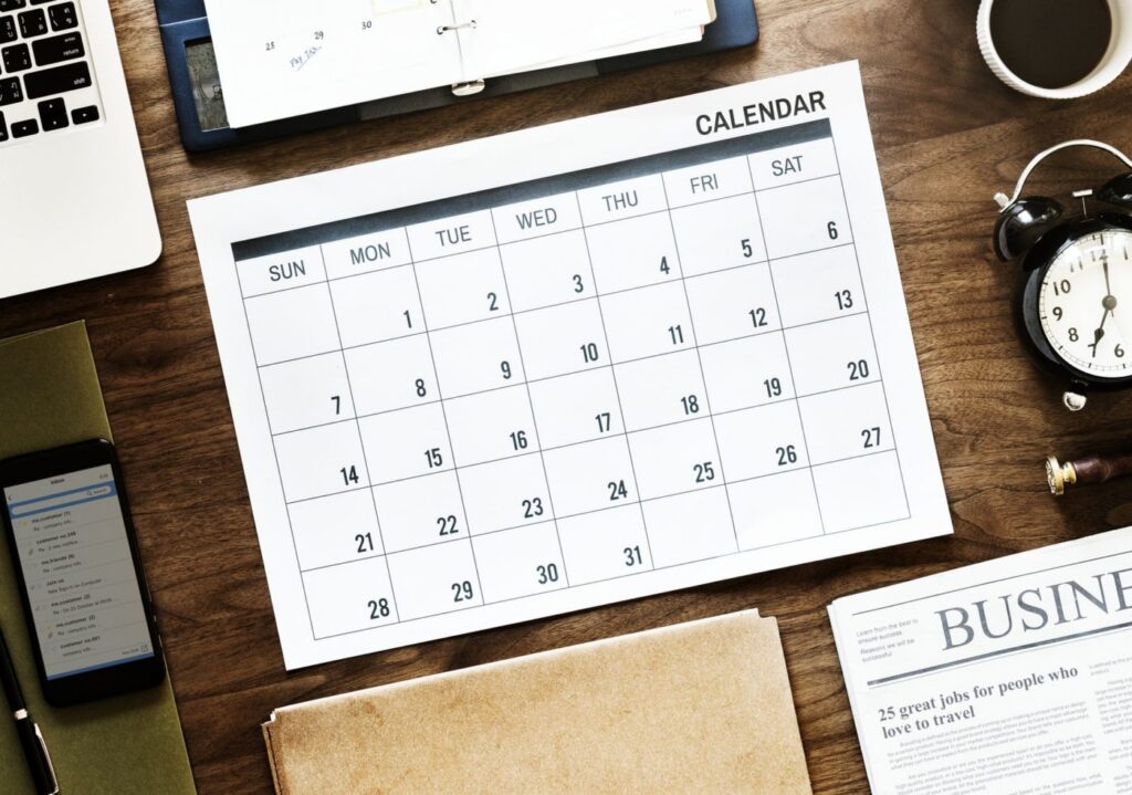 one month calendar