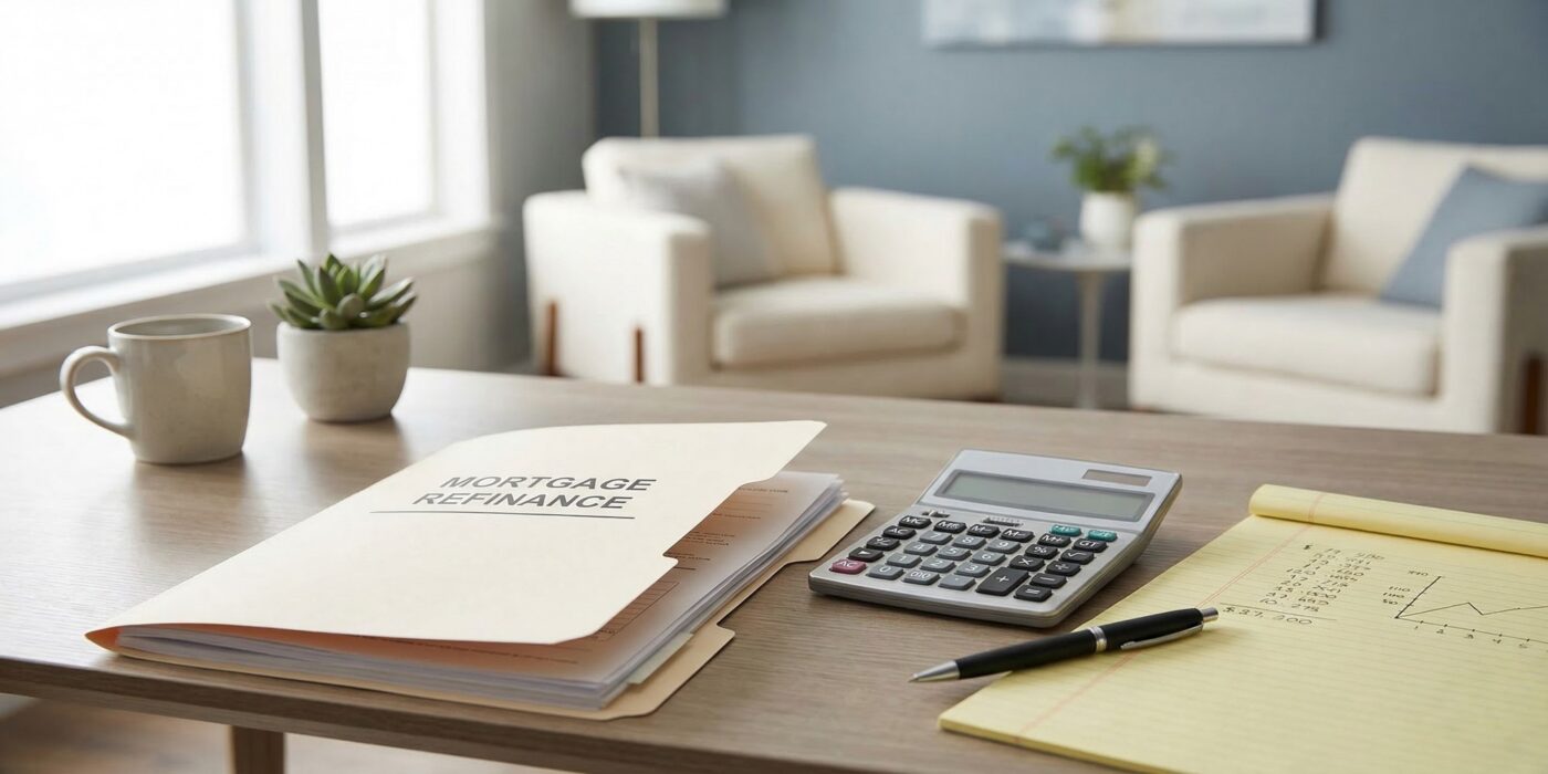Mortgage refinance documents and calculator
